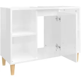 vidaXL Waschbeckenunterschrank Hochglanz-Weiß 80x33x60cm Holzwerkstoff