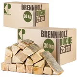 Buche Brennholz 25 cm Kaminholz 30, 60 oder 90kg für Kaminofen Lagerfeuer Feuerschale Ofen Grill Buchenholz kammergetrocknet ofenfertig Holzscheite Kingpower, Menge:60 kg