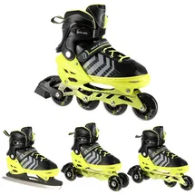 Nils Extreme 4in1 Inliner Eishockey Kufe Beverly, Farbe:Schwarz-Grün, Größe:M(34-38)