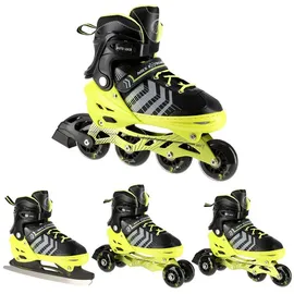 Nils Extreme 4in1 Inliner Eishockey Kufe Beverly, Farbe:Schwarz-Grün, Größe:M(34-38)