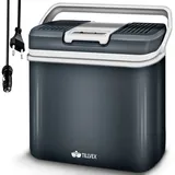 tillvex Kühlbox elektrisch 24L Grau 24 Liter, mit Warmhaltemodus, 12/230V