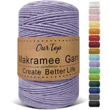 OurTop Premium Makramee Garn Lila, 3mm x 300m Macrame Cord Makramee Schnur Makramee Kordel, Garn für DIY Handwerk, Weben Dekoration, Hängepflanze Pflanze Aufhänger