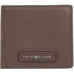 Geldbörse TOMMY HILFIGER "TH MONOGRAM MINI CC WALLET", braun, Leder, klassisch, Kleinlederwaren, Men Geldbeutel, Kartenetui, Portemonnaie mit Logoschriftzug