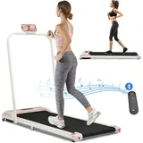 MERAX Laufband elektrisch, Underdesk Treadmill, Walking Jogging Pad Klappbar 1-6 km/h mit Fernbedienung, Bluetooth, LED-Display - Rosa