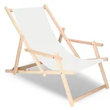 SPRINGOS Liegestuhl aus Buchenholz Sonnenliege Gartenliege mit Armlehnen Strandliege
