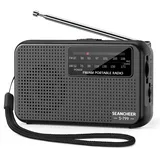 SEANCHEER S799 AM FM UKW Mini Radio Batteriebetrieben, Transistorradio mit Exzellentem Empfang, Kleines Radio mit Kopfhöreranschluss, Lanyard ideal für Senioren, Reise, Garten & Notfall.