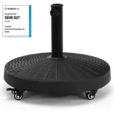 COSTWAY 23kg Sonnenschirmständer mit Rollen, Φ52cm Marktschirmständer rund, Schirmständer Balkonschirmständer für 38/48mm Gestänge Sonnensch... - Schwarz
