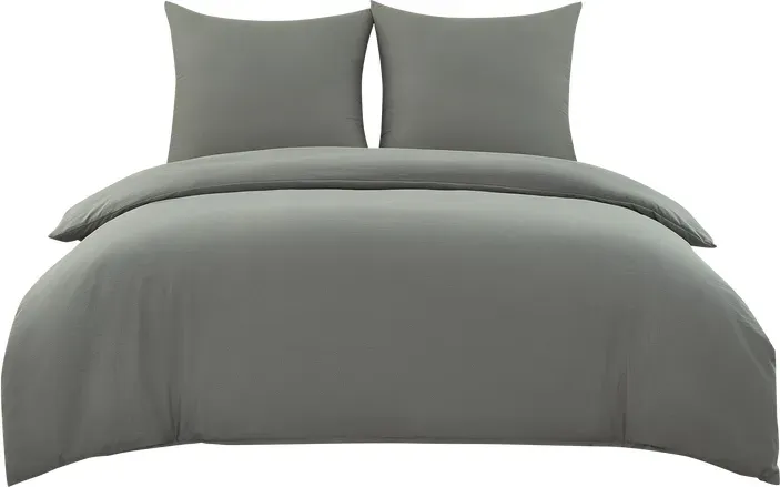 Bettwäsche-Set aus Leinenimitat in Dunkelgrau, 200 x 200 cm + 2 x 80 x 80 cm