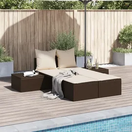 vidaXL Doppel-Sonnenliege 115 x 58 x 30 cm Braun