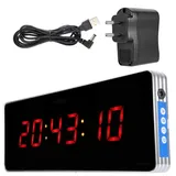 Jeffergarden LED Wanduhr Digital, Wall Clock LED Uhr Digital Home Digitale Wanduhren für Wohnzimmerdekoration Eu-stecker 110-240 V (36 * 13 * 3cm-Stunde + Minute + Sekunde)