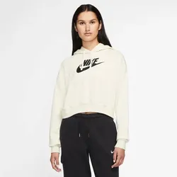 NIKE Damen Kapuzensweat W NSW CLUB FLC GX CROP HDY, COCONUT MILK/BLACK, XL