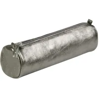 Clairefontaine 8690C Schlampermäppchen (mit Perlmutt-Effekt rund, 5,5 x 22cm, praktisch und robust, aus Leder) 1 Stück graphit