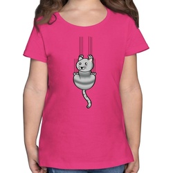 Shirtracer T-Shirt Kratze Katze – Tiermotiv Animal Print – Mädchen Kinder T-Shirt tshirt mädchen 5 jahre – kinder shirt katze – katzen-t-shirt rosa 116 (5/6 Jahre)