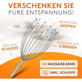 edelfeld Die entspannende Kopfmassage Spinne mit 28 Fingern von Edelfeld [VERBESSERTE VERSION 2025]- Mit Geschenkverpackung & Schleife - Kopfmassagegerät als Geschenk mit Auslegern auf 2 Ebenen Wohlfühl-Noppen