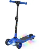 AIYAPLAY Elektroroller für Kinder, faltbar, ab 6 Jahren, 3 Räder, Zero-Start, Höchstgeschwindigkeit 8 km/h, bunte LED-Lichter, Reichweite 8 km, Fußbremse, blau   Aosom