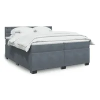 VidaXL Boxspringbett mit Matratze Dunkelgrau 200x200 cm Samt