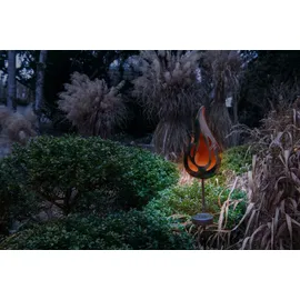 NÄVE LED Solar Erdspieß Flamme Metall H: 84cm 1 Stück orange bronze