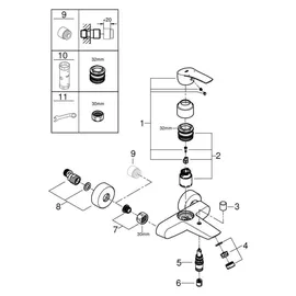 Grohe Eurosmart Einhand-Wannenbatterie Chrom