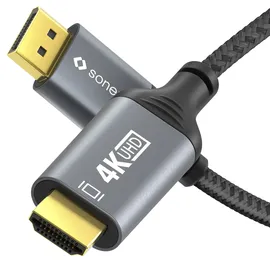 Sonero DisplayPort auf HDMI Kabel 4K 60Hz 1,00 m Grau/Schwarz