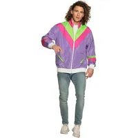 Boland Damen Kostüm 80er Jahre Trainingsjacke Retro Mann, Rosa/Violett/Grün, S EU - S