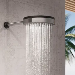 Chris Bergen Design-Kopfbrause mit Brausearm, chrom/schwarz matt, wassersparend - silberfarben | schwarz
