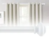BellaHills 76-349 cm Vorhangstange mit Kappenknäufen mit Halterungen, Teleskop Gardinenstange 25 mm Durchmesser Gardinenstange Verstellbare Dekorative für Wohnzimmer, Weiß
