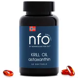 NFO OMEGA 3 KRILL OIL Astaxanthin [60 Fischhaut Kapseln] Norwegische Omega 3 Krillöl & Fischöl Kapseln, Omega 3 Kapseln hochdosiert, EPA, DHA in Phospholipide, Omega 3 Öl in Krillöl Kapseln