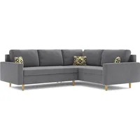 Ecksofa ETNA II 230 x 170 RECHTS mit Schlaffunktion - Schlafcouch mit Bettkasten - Farben zur Auswahl - STOFF MIKRO 27 + AMBER 73 Grau - Grau