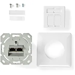 Nedis Netzwerk-Wanddose - Unterputz - 2-Port port(s) - CAT7 - Gerade - Buchse - Vergoldet - PVC - Elfenbein - Box