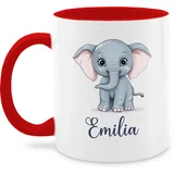 Tasse Tassen 325ml - Elefant Dickhäuter Rüsseltier mit Namen - Tiermotiv Zootier - 325 ml - Rot - elefanten elefantenmotiv elephant name geschenke und