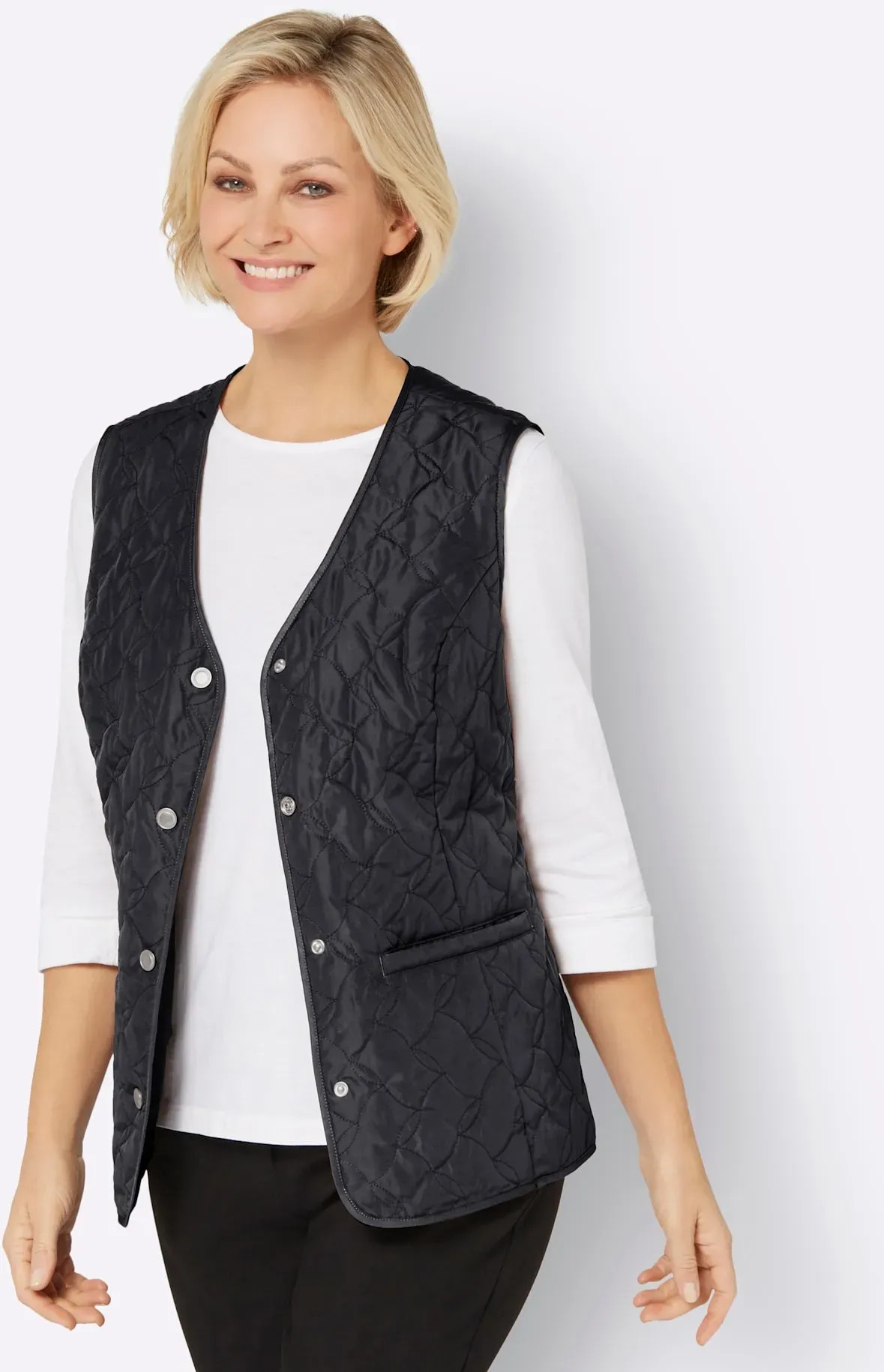Steppweste CLASSIC BASICS, Damen, Gr. 56, schwarz, 100% Polyester, Wattierung:100% Polyester, unifarben, Westen Steppweste
