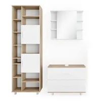 Vicco Badmöbel-Set Ilias Sonoma/Weiß 3 Teile mit Unterschrank 80