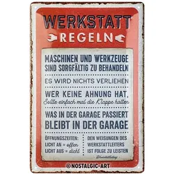 Werkstatt Regeln Blechschild 20 x 30 cm