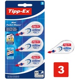 Tipp-Ex Korrekturroller Mini Pocket Mouse, 6m x 5mm, 3er Pack, Ideal für das Büro, das Home Office oder die Schule