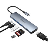 HOPDAY 6 in 1 USB C -Adapter, Dual Display USB C -Hub für MacBook Pro/Air, USB 3.0 5 Gbit/s Schnelldockingstation (4K HDMI, SD/TF, USB A 3.0) für Dell, Oberfläche, HP, Lenovo und Typ C.