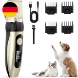 Leise Hundeschermaschine Profi, Schermaschine Hund Katze Mit 4 Führungskämmen, E