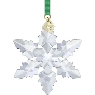 Swarovski Annual Edition Ornament 2024, Kristallornament im Schneeflocken-Design, mit Grünem Ripsband