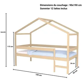 Weber Industries Hausbett MIKA 90 x 190 cm Holz natur beige