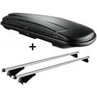 VDP Dachbox, (Alles in einem - Sparen Sie sich die Auswahl mehrerer Komponenten für Ihre perfekte Transportlösung - Mit dem Set aus Dachbox und Dachträger erhalten Sie ein leicht zu montierendes Komplettpaket mit allen Befestigungsteilen. Die schwarze Box überzeugt mit ihrem einzigartigen Design und hoher Stabilität. Außenmaße: 195 x 78 x 34 cm (L x B x H), Dachbox schwarz VDP JUXT 400 Dachkoffer 400 Liter abschließbar + Alu-Relingträger aufliegende Reling BMW 2er F45 Active Tourer ab 14