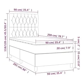 vidaXL Boxspringbett mit Matratze & LED Blau 90x200 cm Stoff