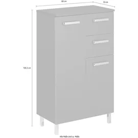 Saphir Unterschrank SAPHIR "Quickset Badschrank mit 2 Türen, 2 Schubladen, 60 cm breit", grau (anthrazit, anthrazit glanz), B:60cm H:100,5cm T:33cm, Holzwerkstoff, Schränke, Unterschrank, Badezimmer-Unterschrank inkl. Türdämpfer, Griffe in Chrom Glanz