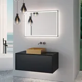 Neoro n60 Unterschrank B: 100 cm mit 1 Auszug, Waschtisch B: 40 cm gold gebürstet, mit Lichtspiegel, BN0735BG+BN0756BM+BN0016MI,