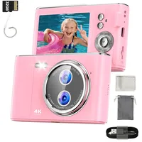32GB Digitalkamera Kinder Fotokamera: Anti-Shake Kinderkamera Foto mit 2,8 Zoll 4K-Bildschirm, 48MP Vlogging Fotoapparat für YouTube 16X Digital Zoom Kompaktkamera für Fotografie Rosa