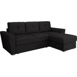 panda möbel Ecksofa L-Form Bellano- links oder rechts montierbar - Schwarz