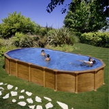 Gre Stahlwandbecken Set mit Holzaspekt oval 730 x 375 x 132 cm