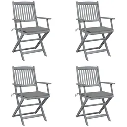 vidaXL Klappbare Gartenstühle 4 Stk. mit Sitzkissen Massivholz Akazie