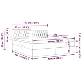 vidaXL Bett 180 x 200 cm Dunkelgrau