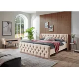 Atlantic Home Collection Bettgestell "TAMINA mit Chesterfieldoptik Kopf- und Fußteil", beige (creme), B:182cm L:217cm, ATLANTIC HOME COLLECTION, Betten, Bettgestell, in zwei Breiten und vier Farben erhältlich