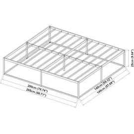 [en.casa] Metallbett Trerunta mit Matratze 140 x 200 cm Stahl Schwarz