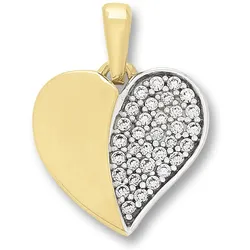 Ketten-Anhänger ONE ELEMENT "Zirkonia Herz Herz Anhänger aus 333 Gelbgold", gold, Schmuckanhänger, Damen, Gelbgold 333, Damen Gold Schmuck Herz